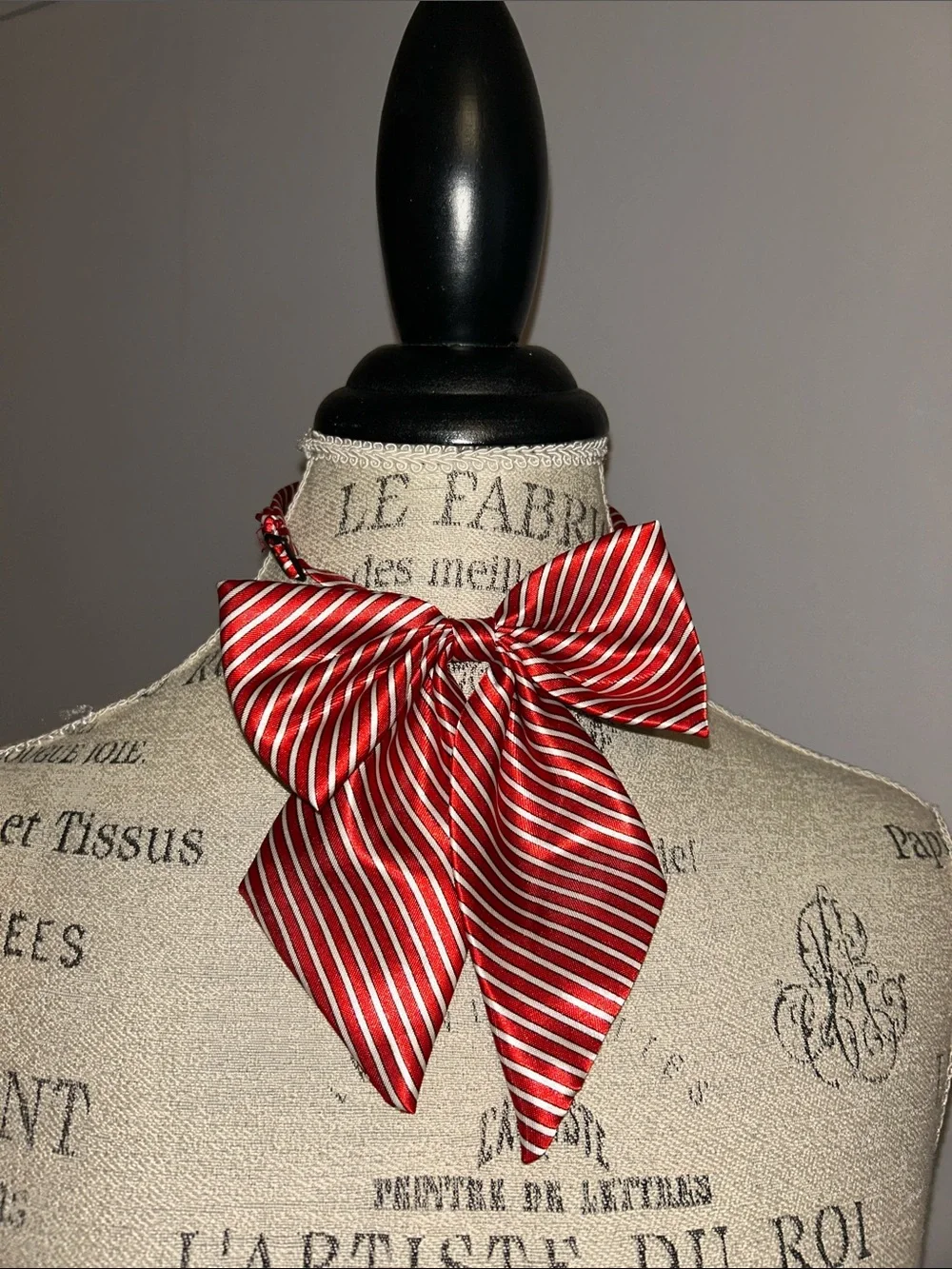 NWOT Women’s Red and White Striped Bow Neck Tie
